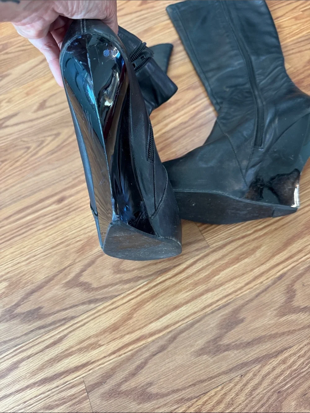 John Fluevog  vampire goth. Wedge Knee-High Boots 7 cosplay